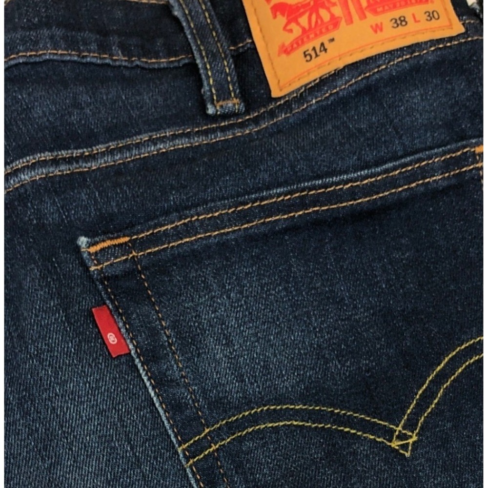 Levis 514 Straight Fit Mens Dark Wash Indigo Denim Jeans W38 L30 Red R Tab - Picture 7 of 11